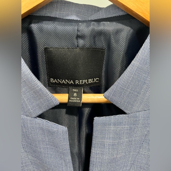 Banana Republic Blazer Inverted Collar One Button Blue NWOT 8 Tall career preppy - Picture 8 of 11